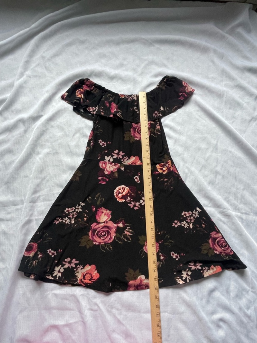 Hot Kiss Black Floral On/Off The Shoulder Midi Dress Size M